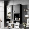 MAYEERTY 28.74" Modern Wall Mounted Bathroom Medicine Cabinet, Bathroom Wall Storage Cabinet with Mirror Towels Bar Black - 3 of 4