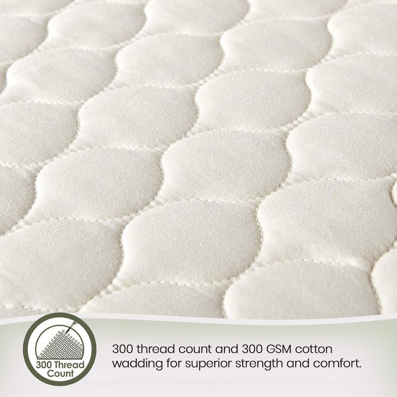 Whisper Organics, 100% Organic Cotton Mattress Protector, a Breathable, Quilted, Fitted Mattress Pad Cover, GOTS Certified, Ivory Color, 2 of 7