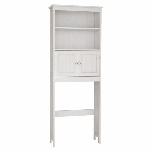 Sevobal Bathroom Storage Cabinets, Double Door Lockers with Open Storage Shelf, Freestanding Storage for Bathroom, White, 25.98"*9.05"*69.92" - 1 of 4