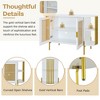 KTMBDW Buffet Cabinet with Shelves and Rattan Doors, Curved Sideboard Buffet Storage Cabinet with Sides Open Shelves for Dining Room, Kitchen - 4 of 4