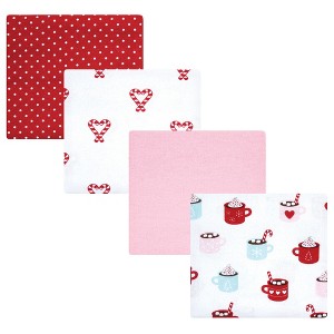 Hudson Baby Infant Girl Cotton Flannel Receiving Blankets, Hot Cocoa, One Size - 1 of 4
