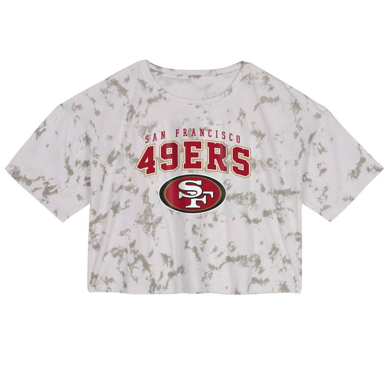 NFL San Francisco 49ers Girls&#39; Short Sleeve Tie-Dye Fashion Crop T-Shirt, 2 of 4