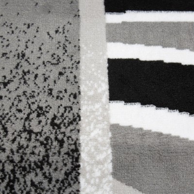 Premium Black and Gray Abstract Border Area Rug, 9' x 12'