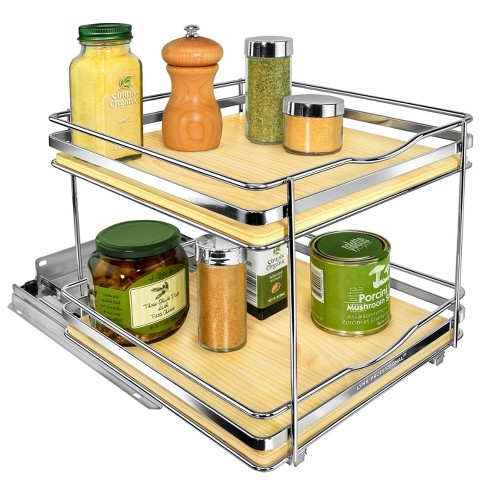 Lynk Professional Slide Out Vertical 6.25 Double Metal/wood Spice Rack  Silver : Target