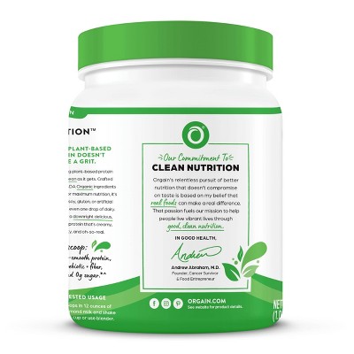 Orgain Organic Vegan Plant Based Protein Powder - Vanilla Bean - 16.32oz