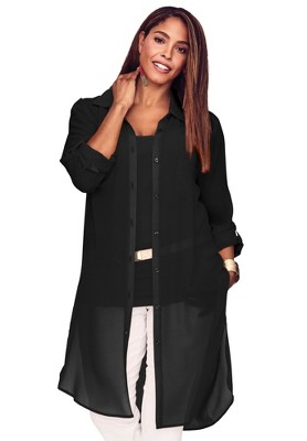 Jessica London Women's Plus Size Sheer Georgette Mega Tunic