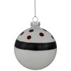 Northlight Shiny Finish Striped Christmas Glass Ball Ornaments - 3" (80mm) - White and Black  - Set of 4 - 3 of 4