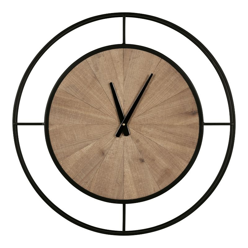 Kate and Laurel Newfield Round Metal Wall Clock, 22" Diameter, Rustic Brown and Black, 3 of 11