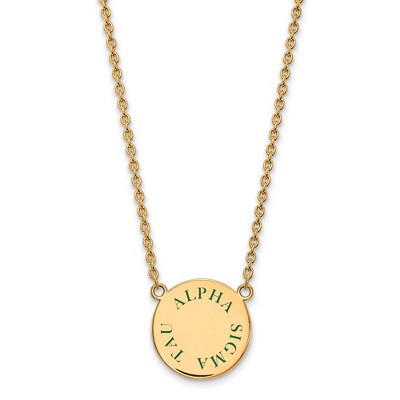 Black Bow Jewelry 14k Yellow Gold Plated Sterling Silver Alpha Sigma Tau Greek Life Necklace 18 Inch