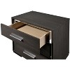 DOMETOUR 1x Nightstand Solid wood Warm Gray Sleek Modern Lines Chrome Trim Insert Contemporary Bedroom Furniture - 4 of 4