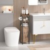 Slim Toilet Paper Holder Small Cabinet with Door 2 Shelves Fenced Top Bathroom Narrow Storage Organizer Rustic Brown - 2 of 4
