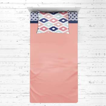 Bacati - Emma  Coral Mint Navy 3 pc Toddler Bedding Sheet Set