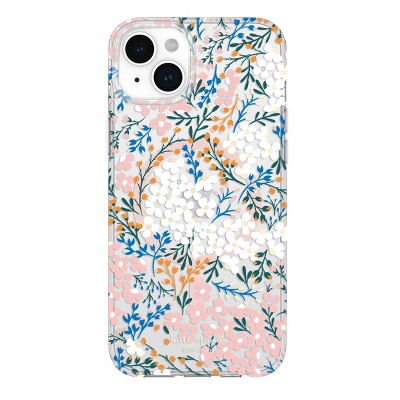 Kate Spade New York Apple iPhone 15 Plus/iPhone 14 Plus Protective Case with MagSafe - Rose & Green Floral with Gems