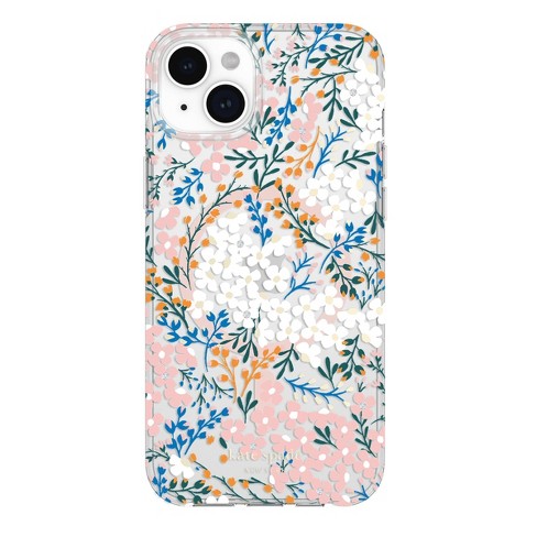 Kate Spade New York Apple iPhone 15 Plus/iPhone 14 Plus Protective Case  with MagSafe - Rose & Green Floral with Gems