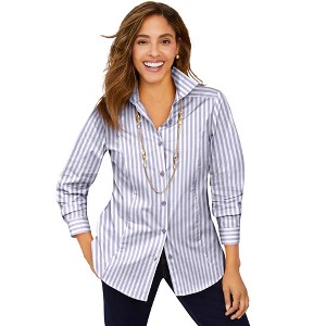 Jessica London Women's Plus Size Wrinkle-Free Stretch Poplin Shirt - 1 of 4