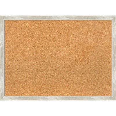 Natural Cork Board with Crackled Metallic Silver Frame