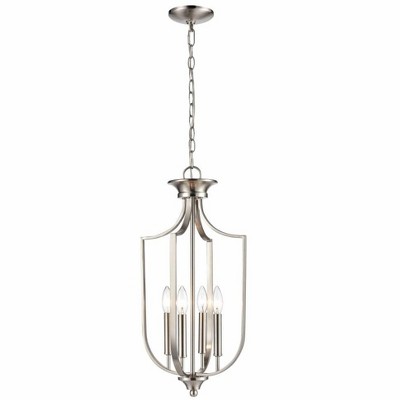 Brushed Nickel 4-Light Glass Pendant for Kitchen Island