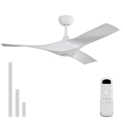 52 Inch Ceiling Fan No Light 3 Blades Low Profile Downrod Mount Ceiling Fans with Remote for Indoor/Outdoor  Patio Garage Living Room Bedroom