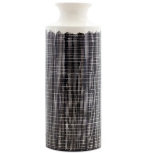 Terra Cotta Floor Vase – 19.25"H Black & White Criss-Cross Pattern Tall Decorative Accent By Melrose - 1 of 2