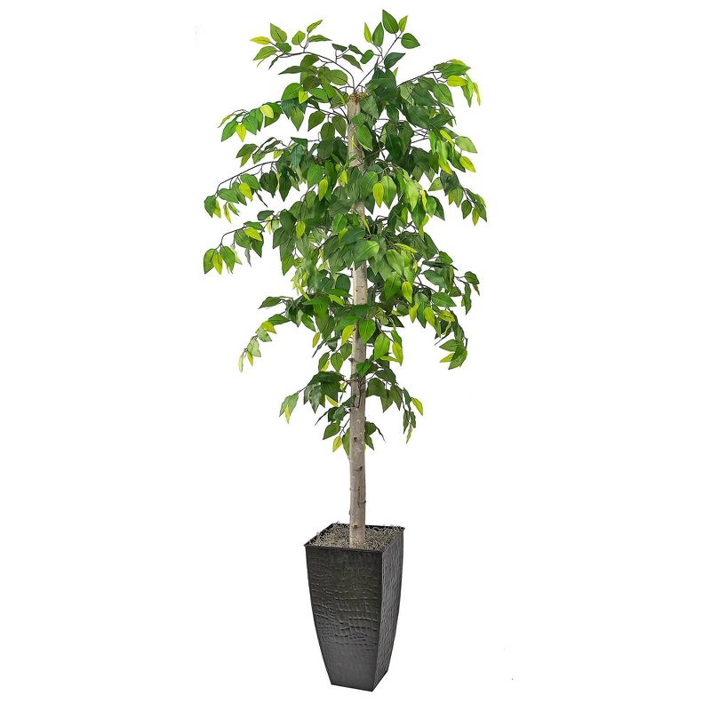 6&#39; Artificial Metal Ficus Planter in Black - LCG Florals, 1 of 10
