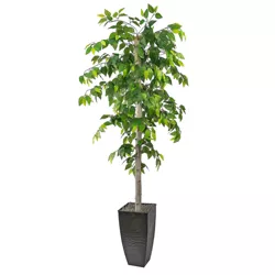 6' Artificial Metal Ficus Planter in Black - LCG Florals