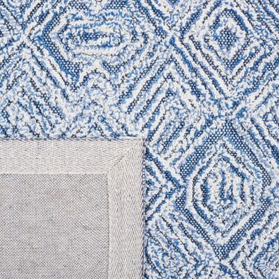 Blue and Ivory Hand-Tufted Wool Geometric Area Rug