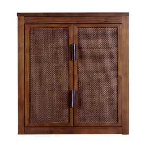 Teamson Home Hatteras Wall Cabinet with 2 Rattan Inlay Doors and Pine Wood Frame - 1 of 4