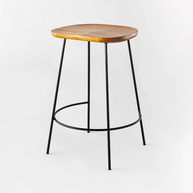 Metal Base Counter Height Barstools with Wood Seat Brown - Threshold&#8482; designed with Studio McGee, 1 of 13
