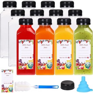 Plastic Juicing Bottles with Caps, 20-Piece 16oz Clear Drink Containers for Smoothies - 1 of 4