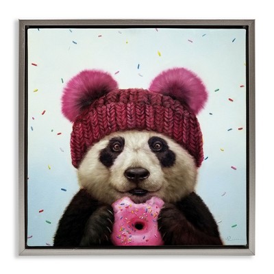 Stupell Industries Happy Panda Bear with Donut, 18" x 18"