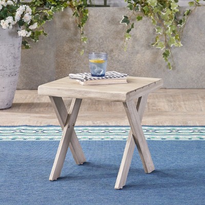 Sapphtopaz Outdoor End Table Modern Outdoor Side Table, Wood Patio Table Small Table for Backyard, Balcony, Porch