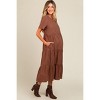 Pinkblush Mocha Gingham Tiered Maternity Midi Dress - 2 of 4