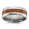 Chisel Damascus Steel Polished with Sapele Wood Inlay 8mm Band Ring - 2 of 4