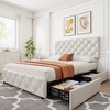 Whizmax Queen Size Bed Frame with 4 Storage Drawers, Faux Leather Upholstered Platform Bed Frame with Adjustable Headboard, No Box Spring Needed - 3 of 4