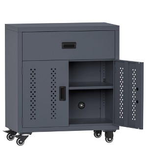 Metal Garage Storage Cabinet with Wheels, Rolling Steel Tool Chest with Adjustable Shelf, Heavy Duty Mobile File Cabinet for Garage Warehouse Office - 1 of 4