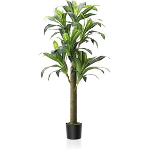 Artificial Dracaena Tree, 5.4ft Tall Fake Dracaena Plant with Pot, Faux Topiary Yucca Trees for Office Home Living Room Porch Patio - 1 of 4