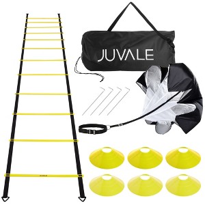 Juvale Agility Ladder Workout Equipment with 6 Speed Training Cones and Resistance Parachute, Footwork Skills Gear for Football - 1 of 4