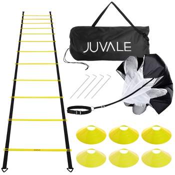 Juvale Agility Ladder Training Equipment, 12 Rung Ladder with 6 Disc Cones, Resistance Parachute, Speed Training, Football, Workout, (20 Ft)
