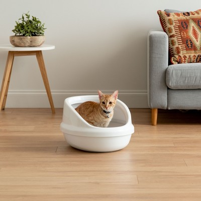 Large White High-Sided Oval Cat Litter Pan with Scoop