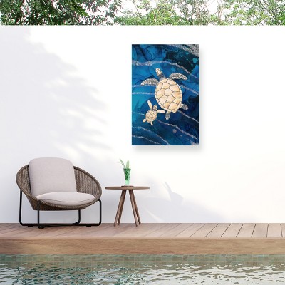 Trademark Fine Art - Sarah Manovski  Gold turtles swimming Matted Framed Art