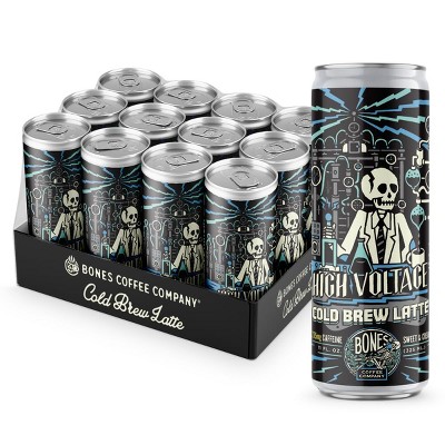 Bones Coffee Company High Voltage Flavored Cold Brew Coffee Sweet and Cream Flavor