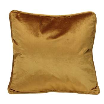 Northlight 18" Solid Golden Mustard Plush Velvet Square Throw Pillow with Piped Edging