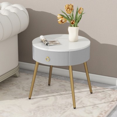 Round Coffee Tables with Golden Legs for Living Room, Grey