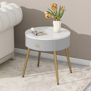 Round Coffee Tables with Golden Legs for Living Room, Grey - 1 of 3