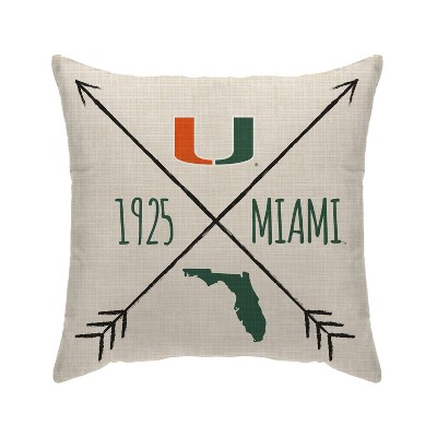 NCAA Miami Hurricanes Cross Arrow Decorative Throw Pillow