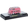1960 Volkswagen Delivery Van Pink Met with Flower Print Top & Stripes and White Interior 1/64 Diecast Model Car by M2 Machines - 2 of 3