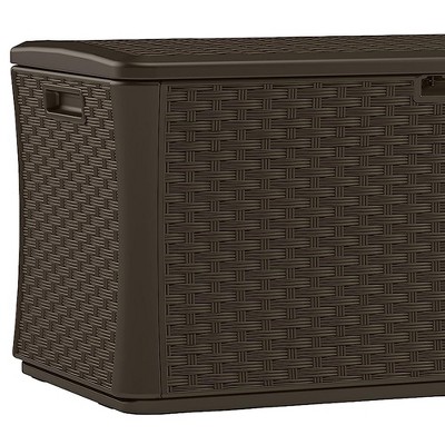 Suncast Extra Large Brown Wicker 134-Gallon Lockable Deck Box