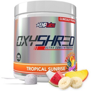 EHPlabs OxyShred Thermogenic Pre Workout & Fat Burner - Clinically Proven Preworkout Powder with Acetyl L Carnitine - Tropical Sunrise, 60 Servings - 1 of 4