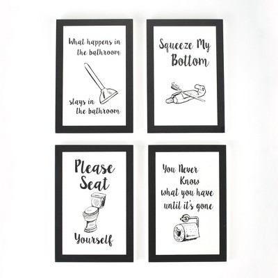 Lakeside Bathroom Wall Hanging Signs with Humorous Sentiments - Set of 4