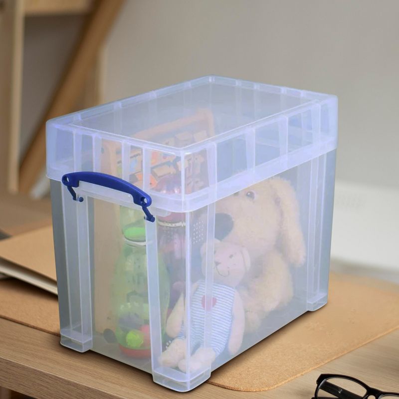 Really Useful Box 19 Liters Transparent Storage Container with Snap Lid and Clip Lock Handle for Lidded Home and Item Storage Bin, 2 Pack, 4 of 7